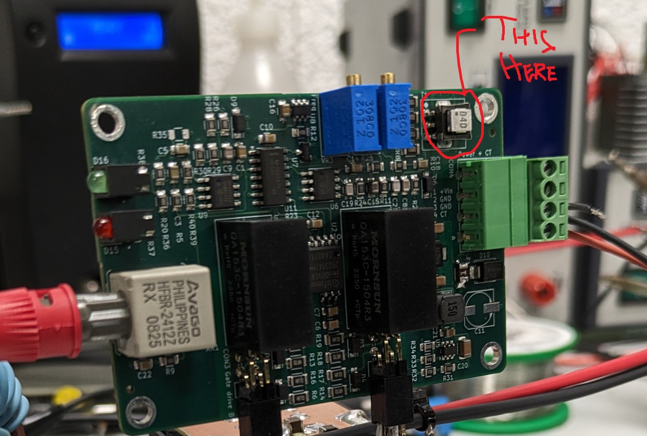 APWM control board flat: HFBR-2412Z fibre RX, two Mornsun QA153C isolated supplies, the second on-board CT he circled