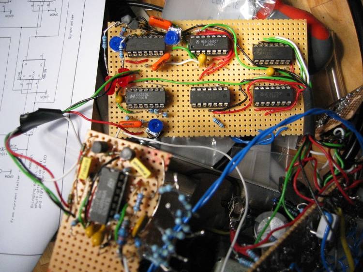 earlier perfboard prototype (logic section)