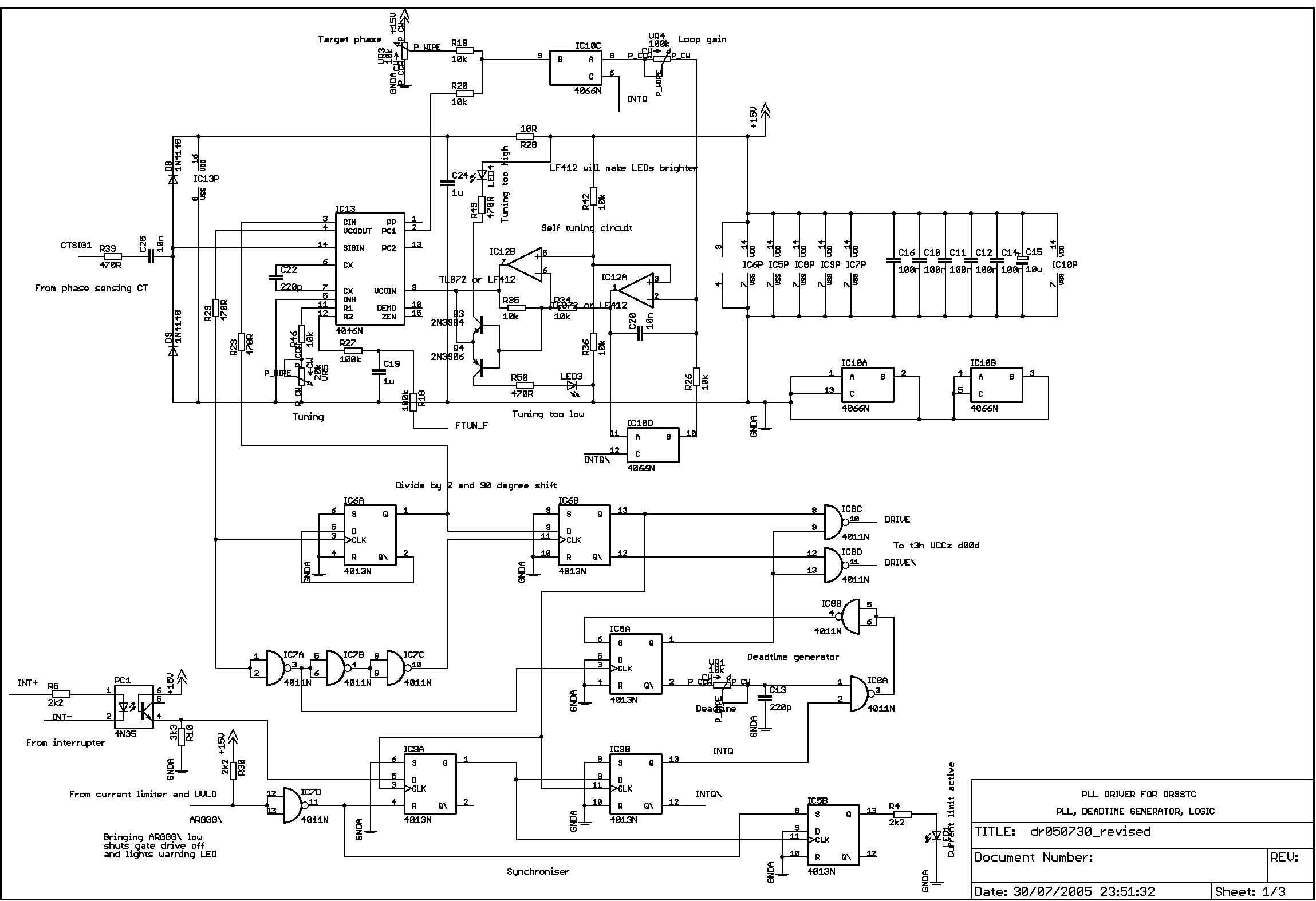 driver schematic sheet 1/3 (PLL, deadtime, logic)