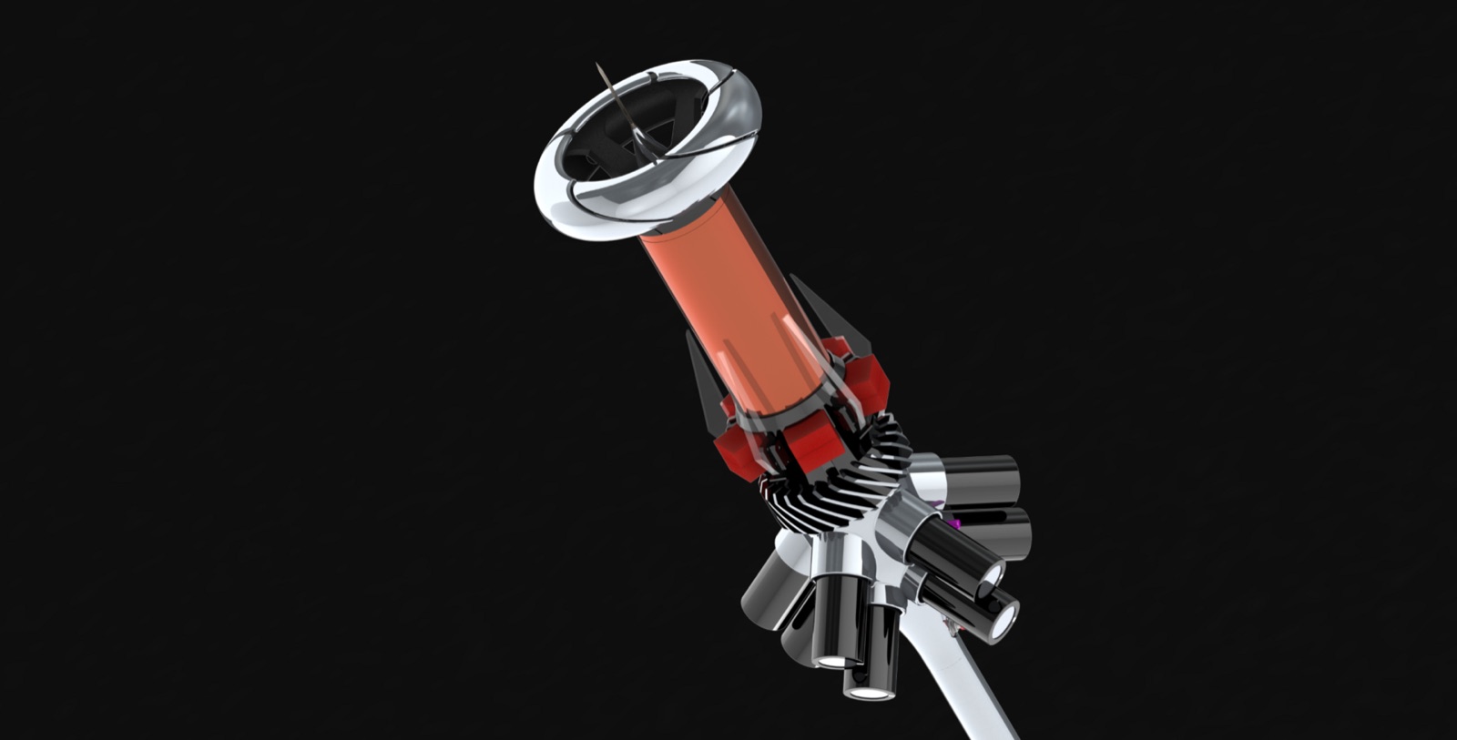 render: the staff's head, segmented topload over the potted primary